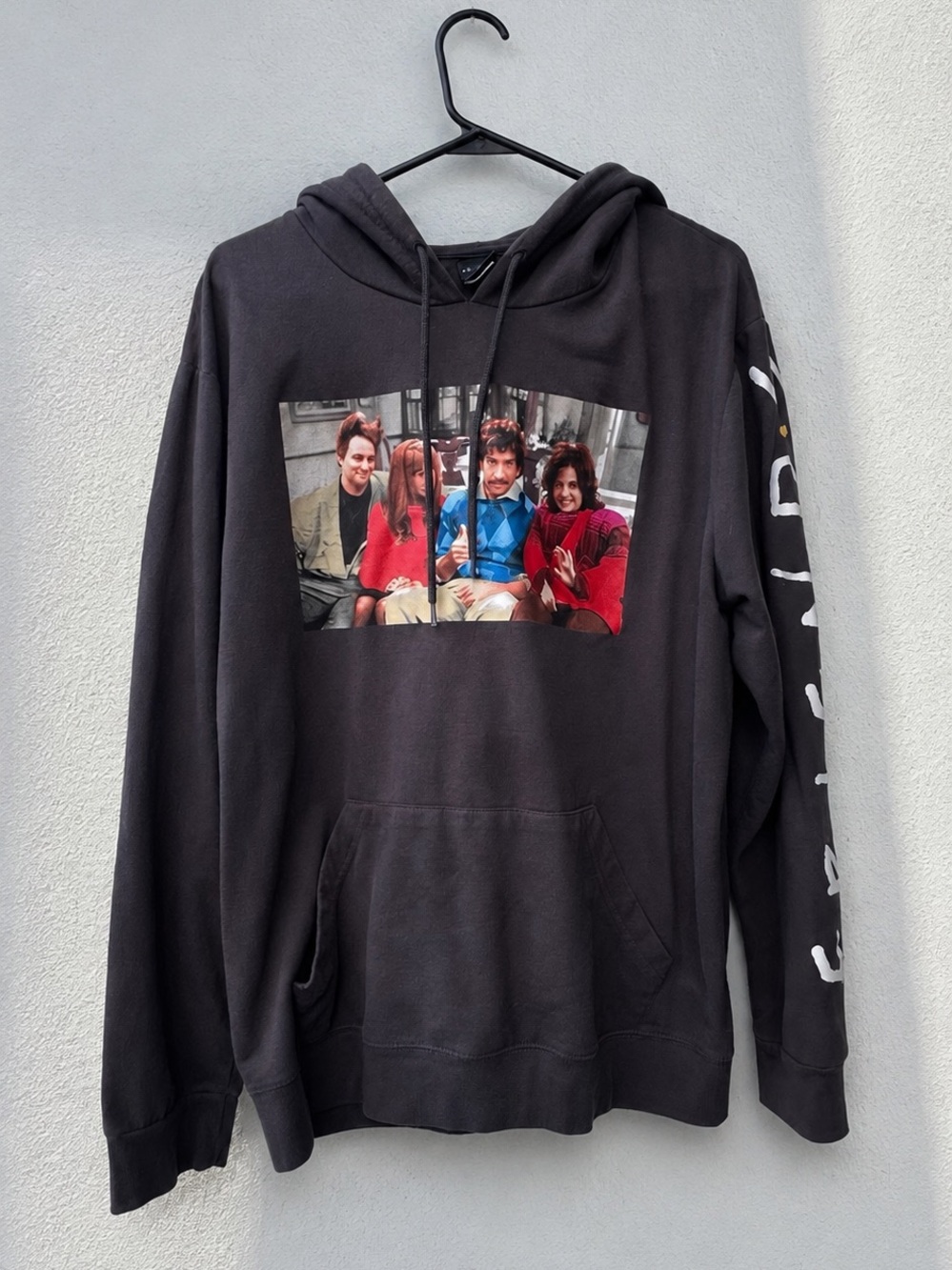 FRIENDS Black Graphic Pullover Hoodie with Color Photo Print